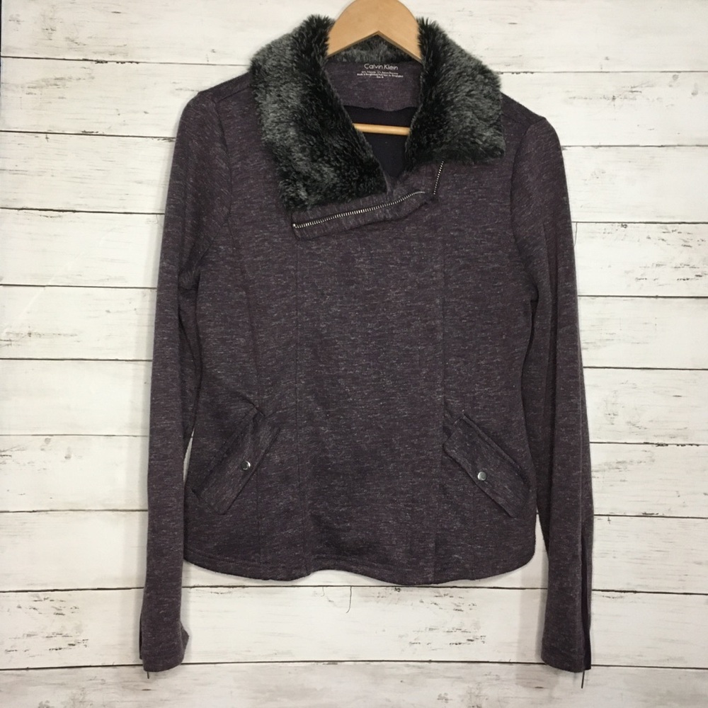 Calvin Klein fur trim sweater